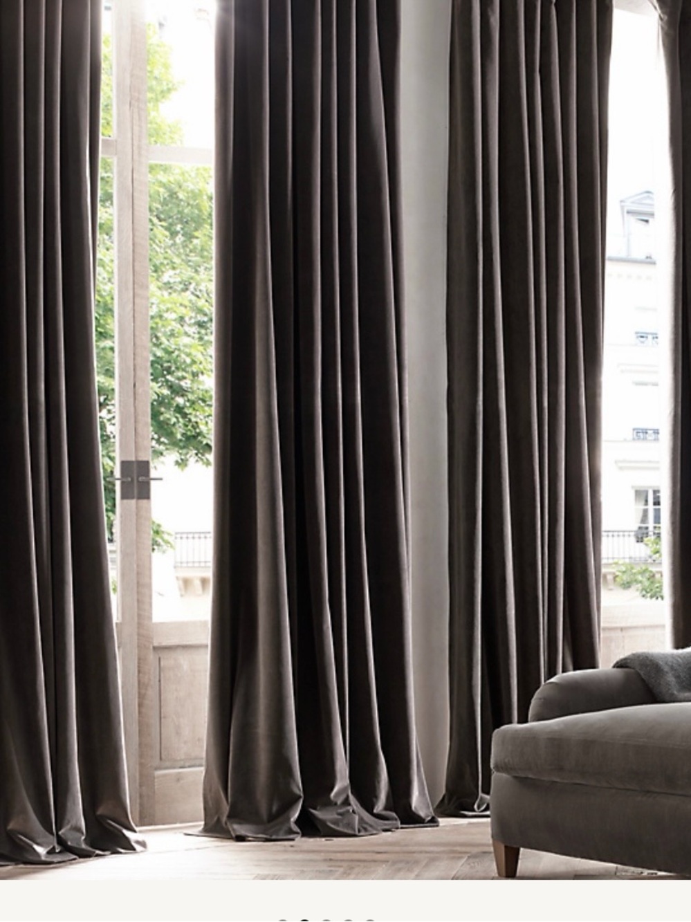 Restoration Hardware Charcoal Velvet Drapery Panels